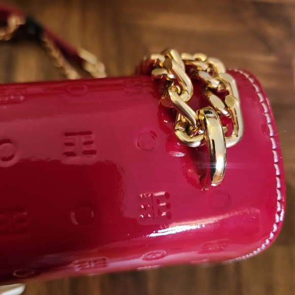 NWT ARCADIA ITALY PATENT LEATHER LAILA HANDBAG CROSSBOY OR SHOULDER CHAIN STRAP - Picture 13 of 15